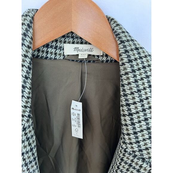 NWT Madewell Oversized Knit Blazer in Houndstooth XXS Black Gray Soft Jacket - Picture 8 of 10